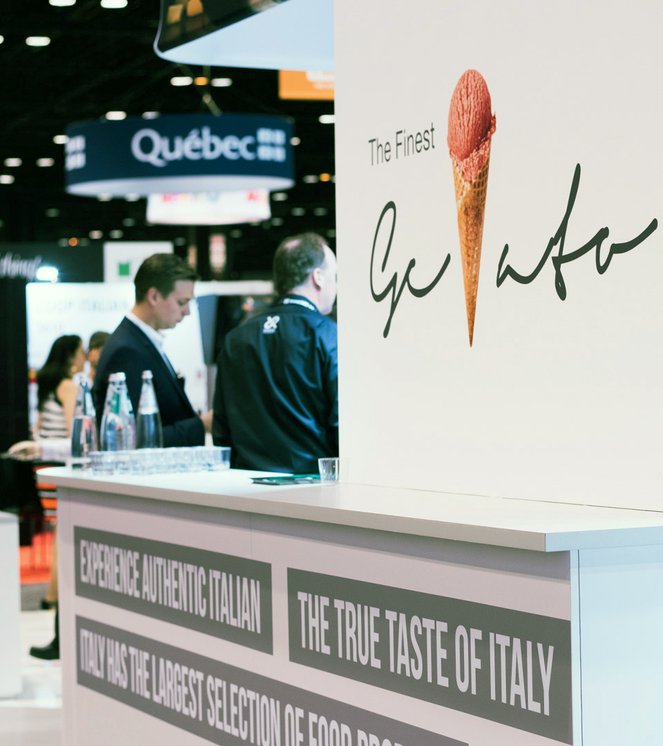 Gelato and culinary trade show booth design.