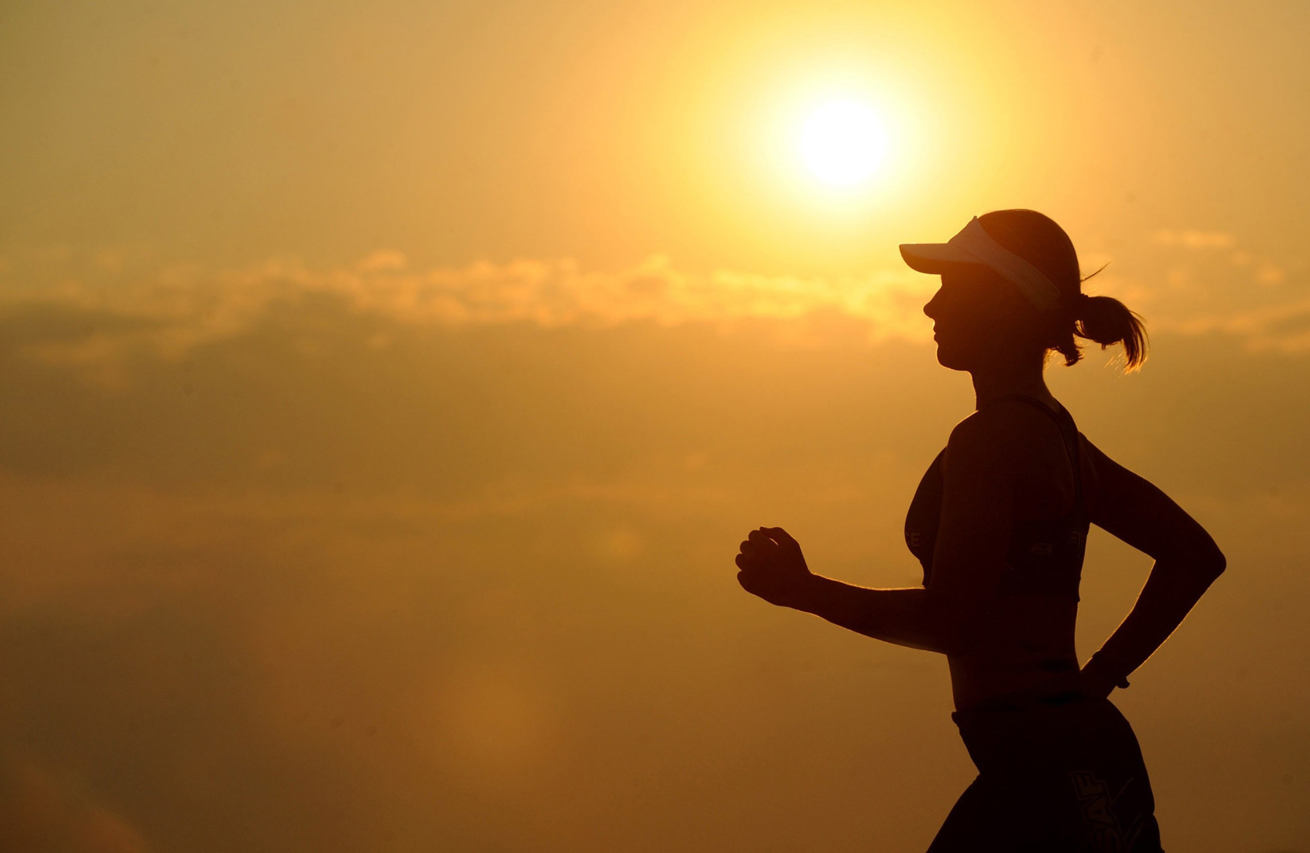 A woman running.