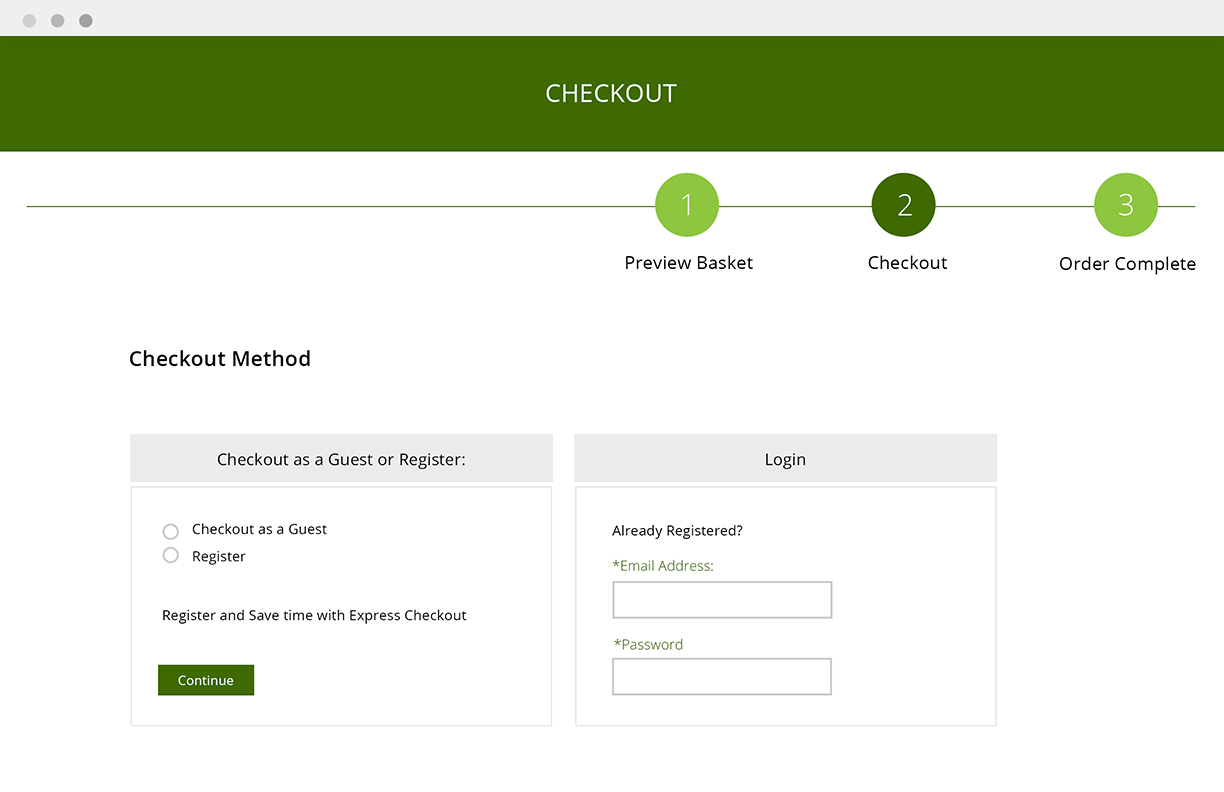 A checkout page design.