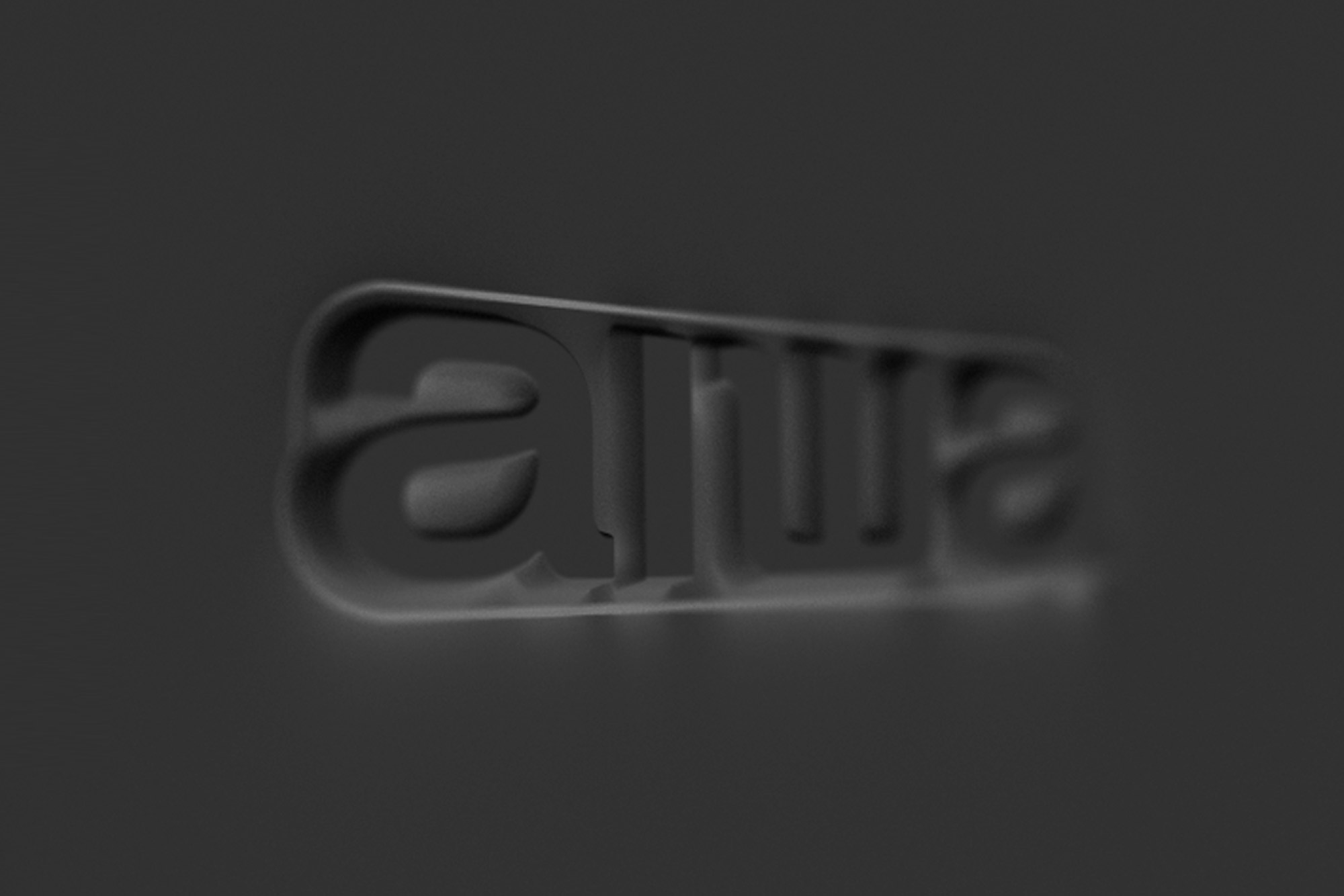 Client logo in a dark color on a dark background.
