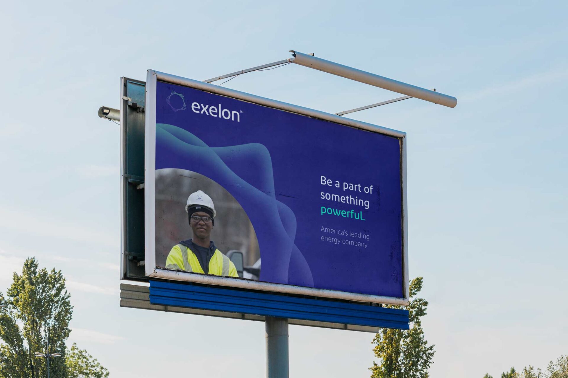 Energy company billboard on a sunny day.