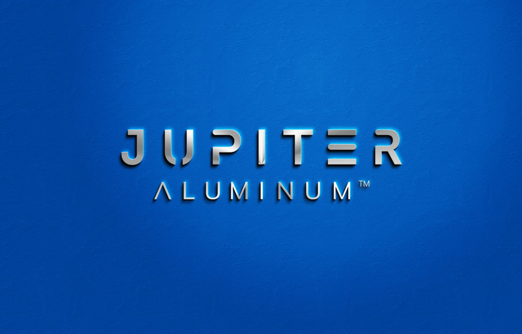 An aluminum company logo with a metal effect on a blue background.