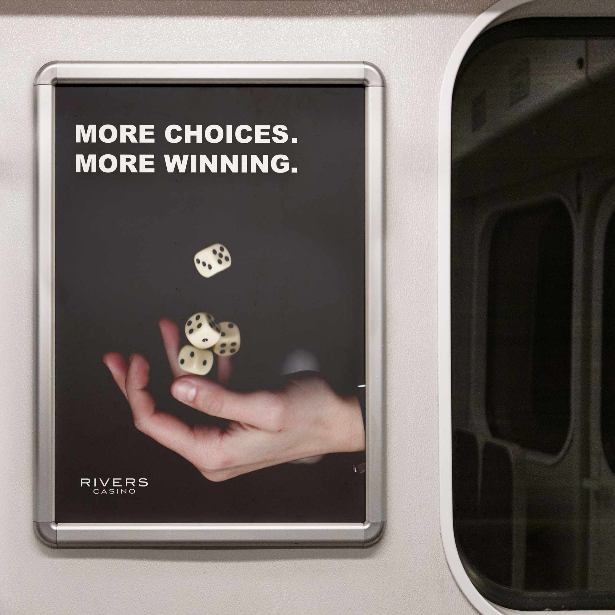 A casino advertisement design on a subway train.