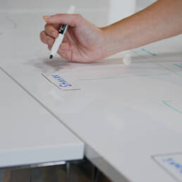 A close-up of a whiteboard collaborative session for user journeys.