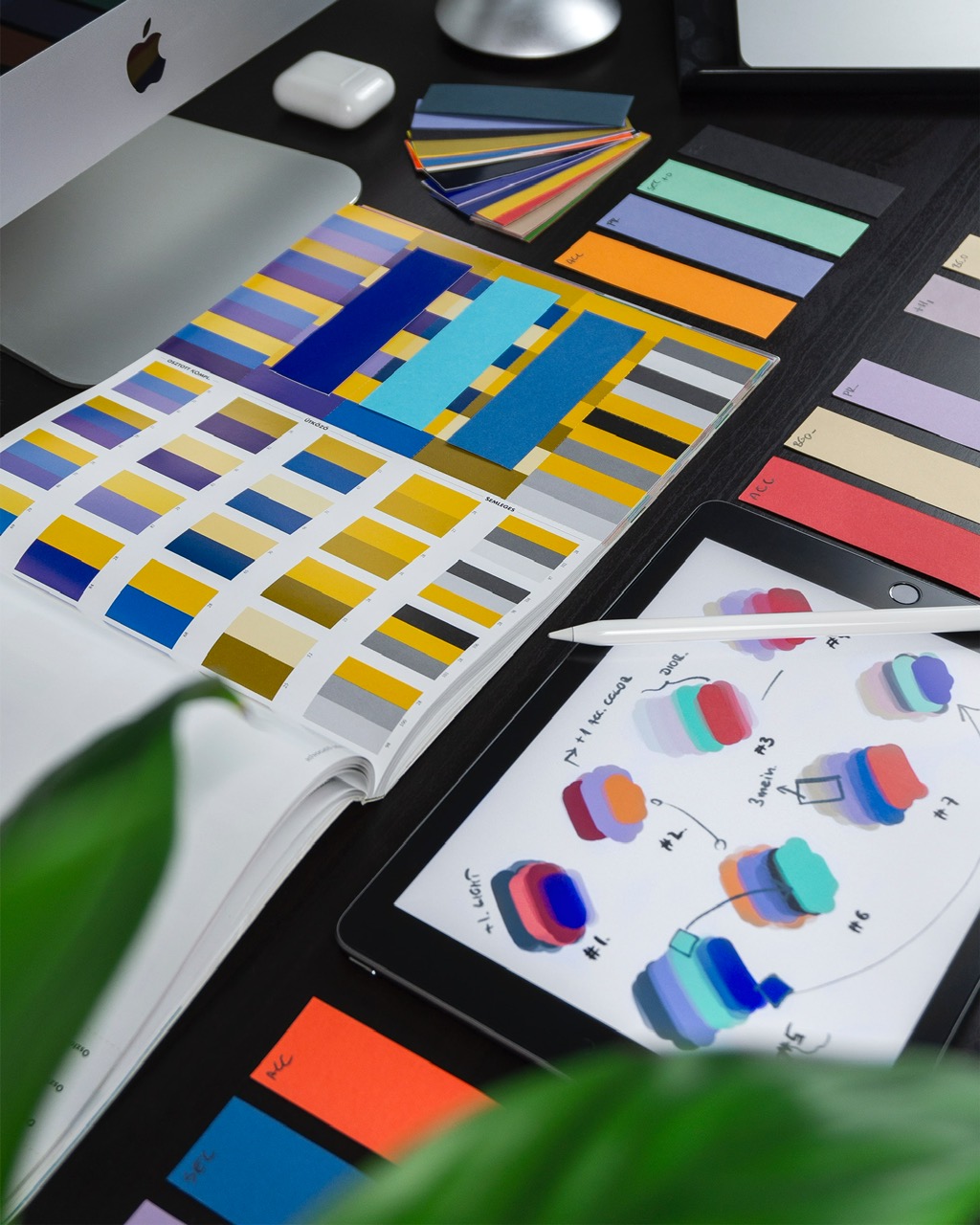 Color charts on designers desk