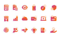 orange magenta gradient icons
