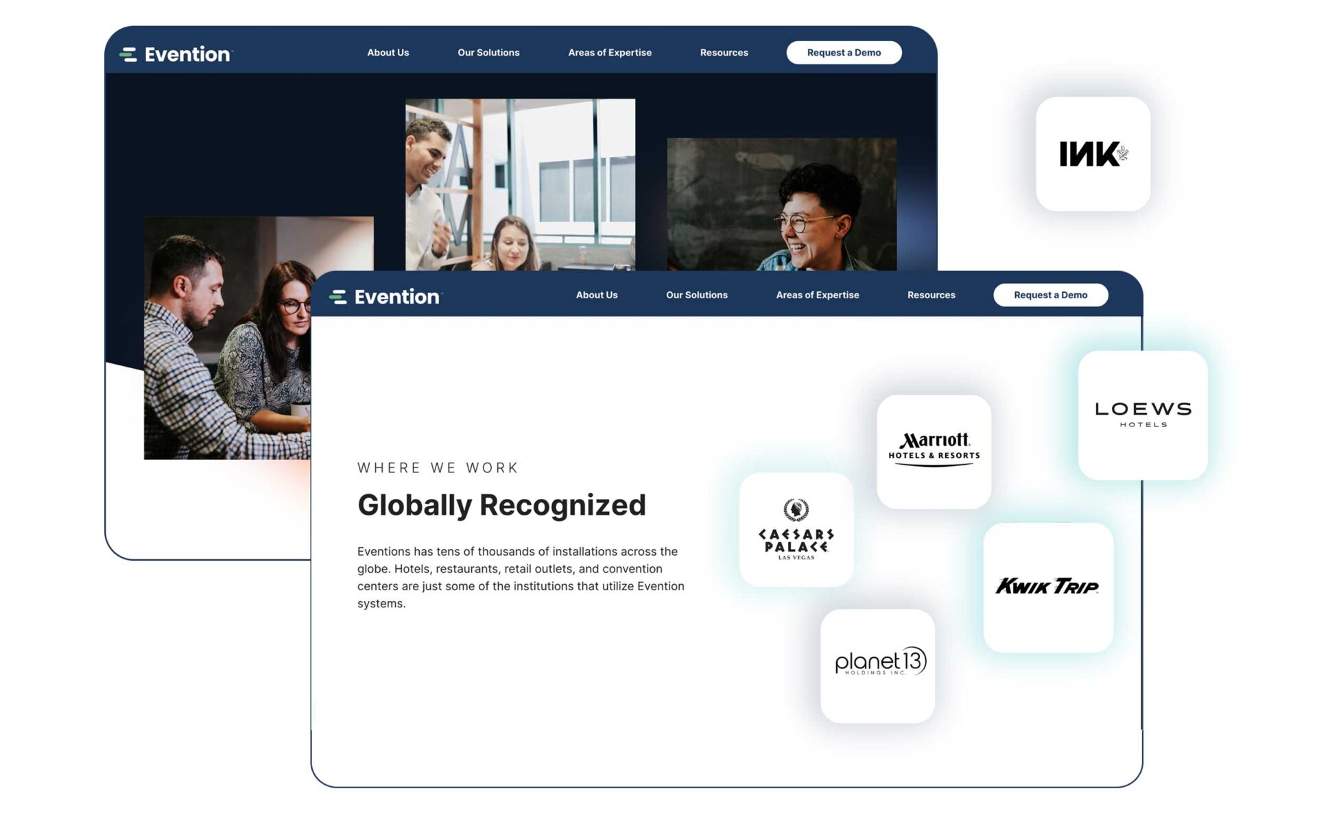 Globally recognized UI page layered and logos