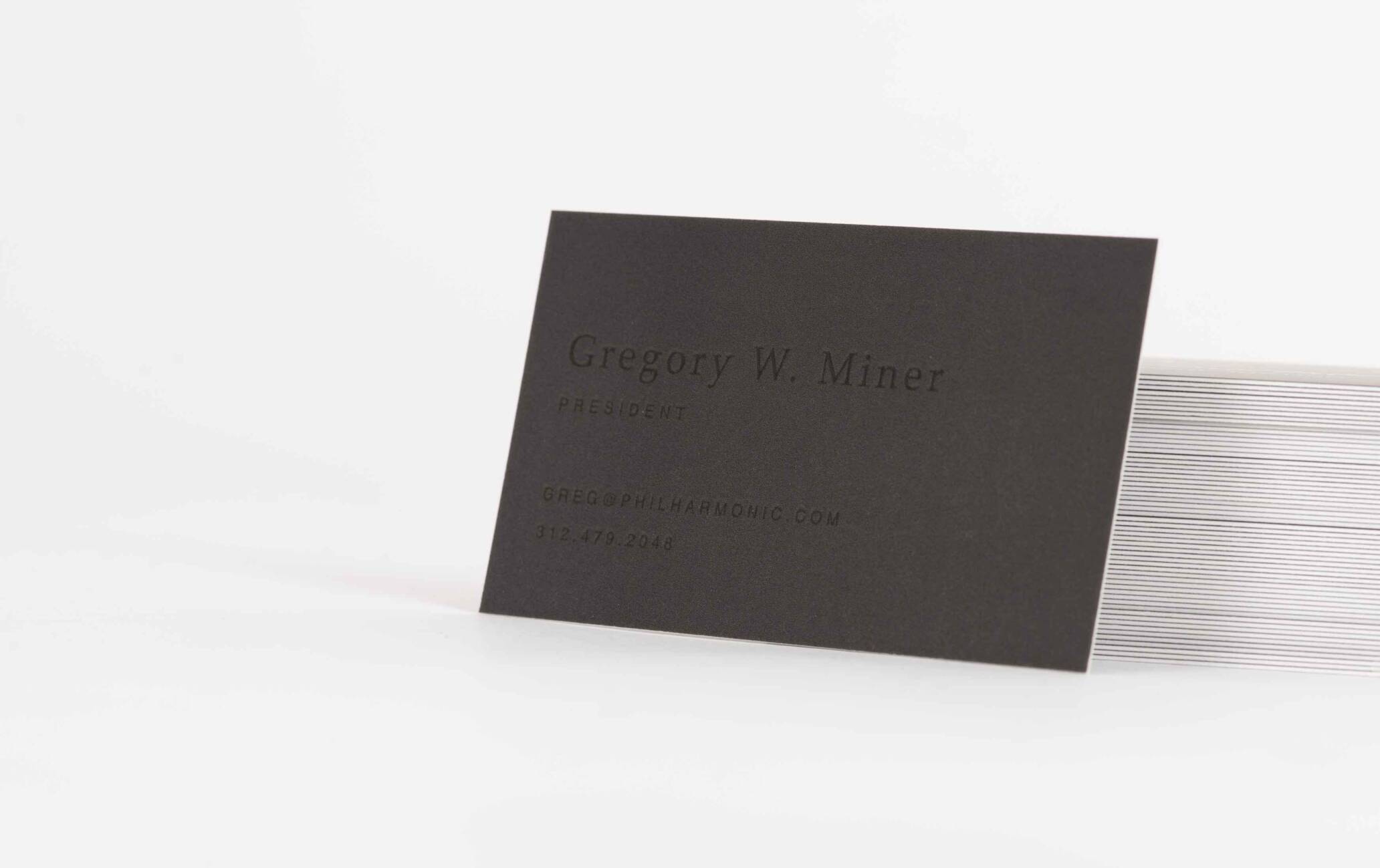 Business card featuring president of Philharmonic Studios.