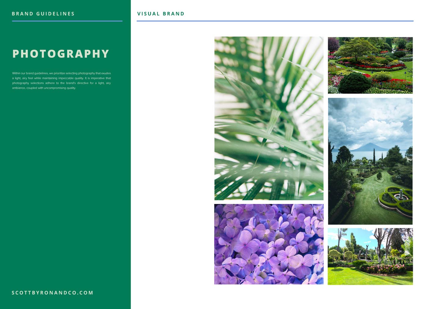 A spread of the brand guide bringing emphasis on "Photography".