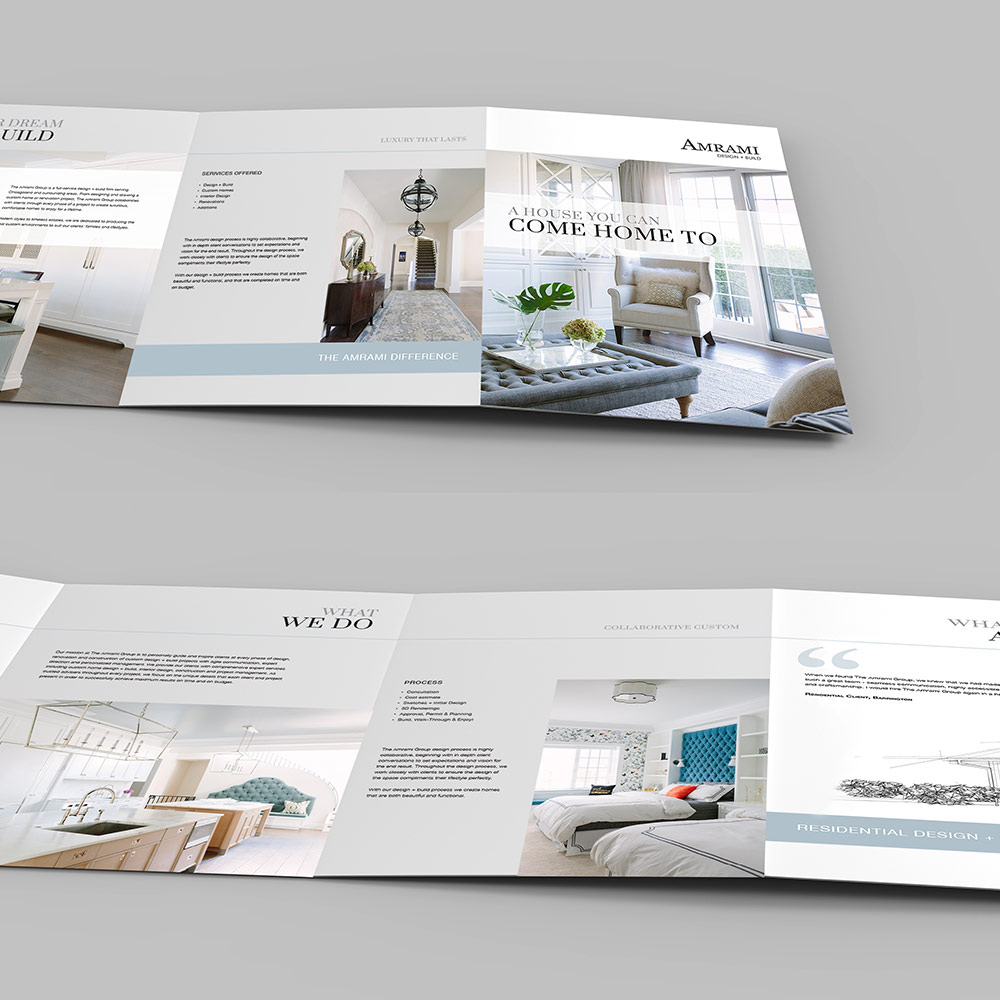 Brochure design double sided laid out flat.