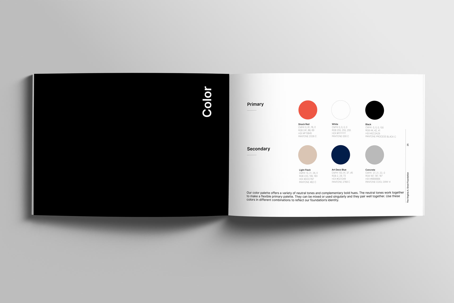 A spread featuring branded colors.