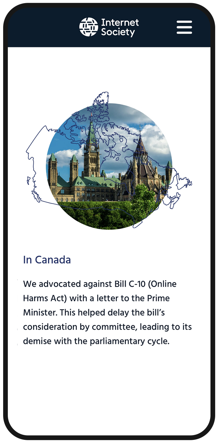 "In Canada" Mobile Screen.