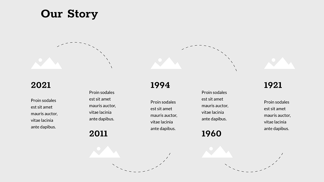 "Our Story" infographic section for a wireframe design.