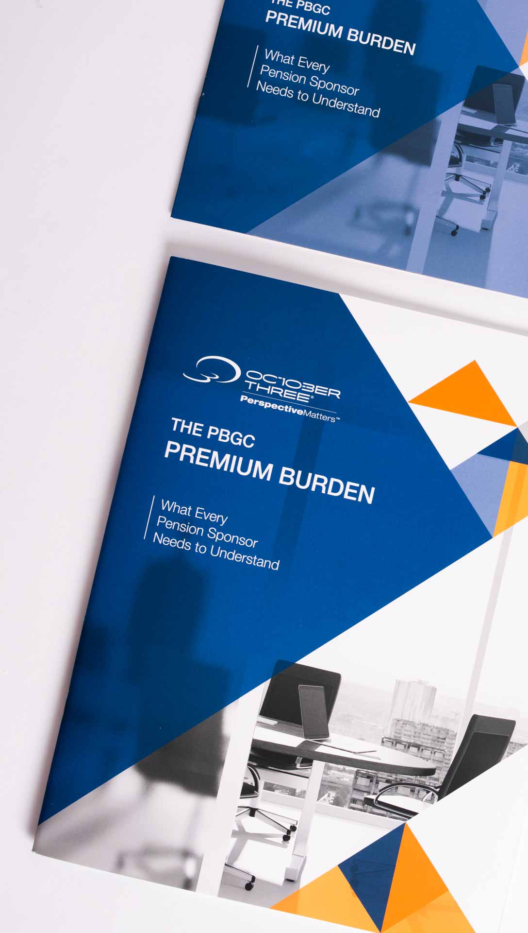 A close-up of the premium burden report cover.