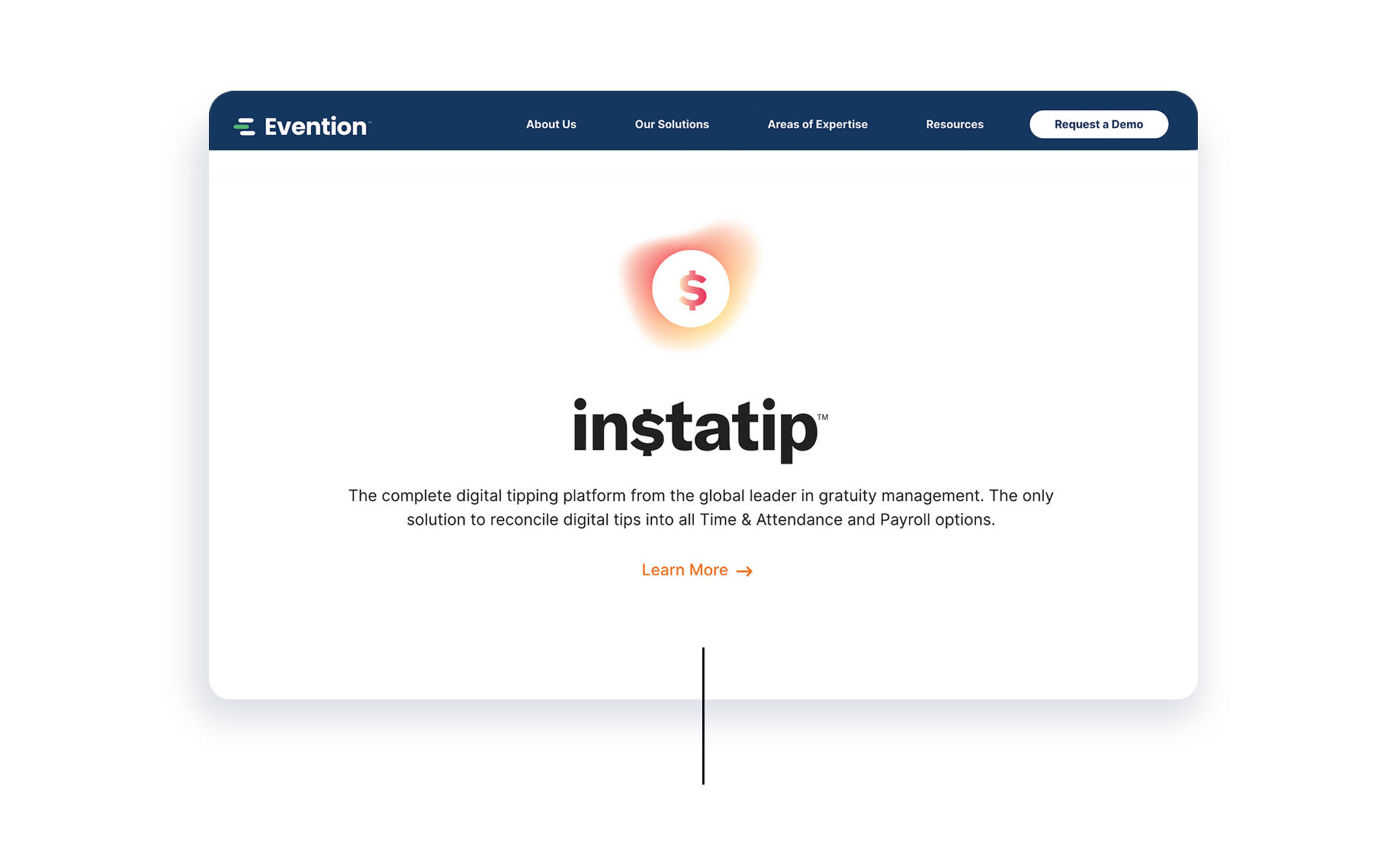 UI screen design for Instatip.