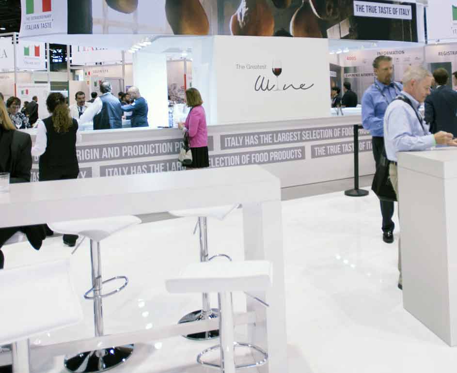 Trade show booth design for food and beverage.