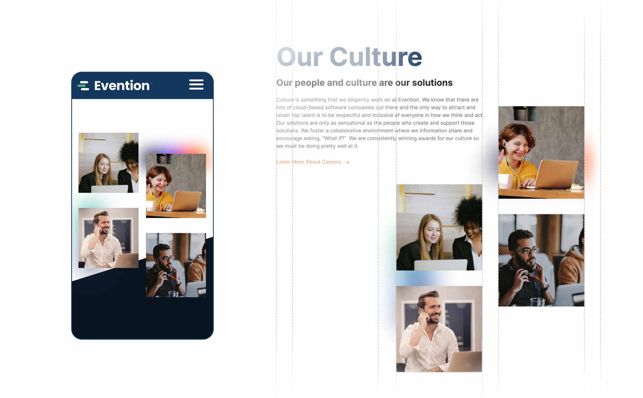 Our Culture UI screen designs.