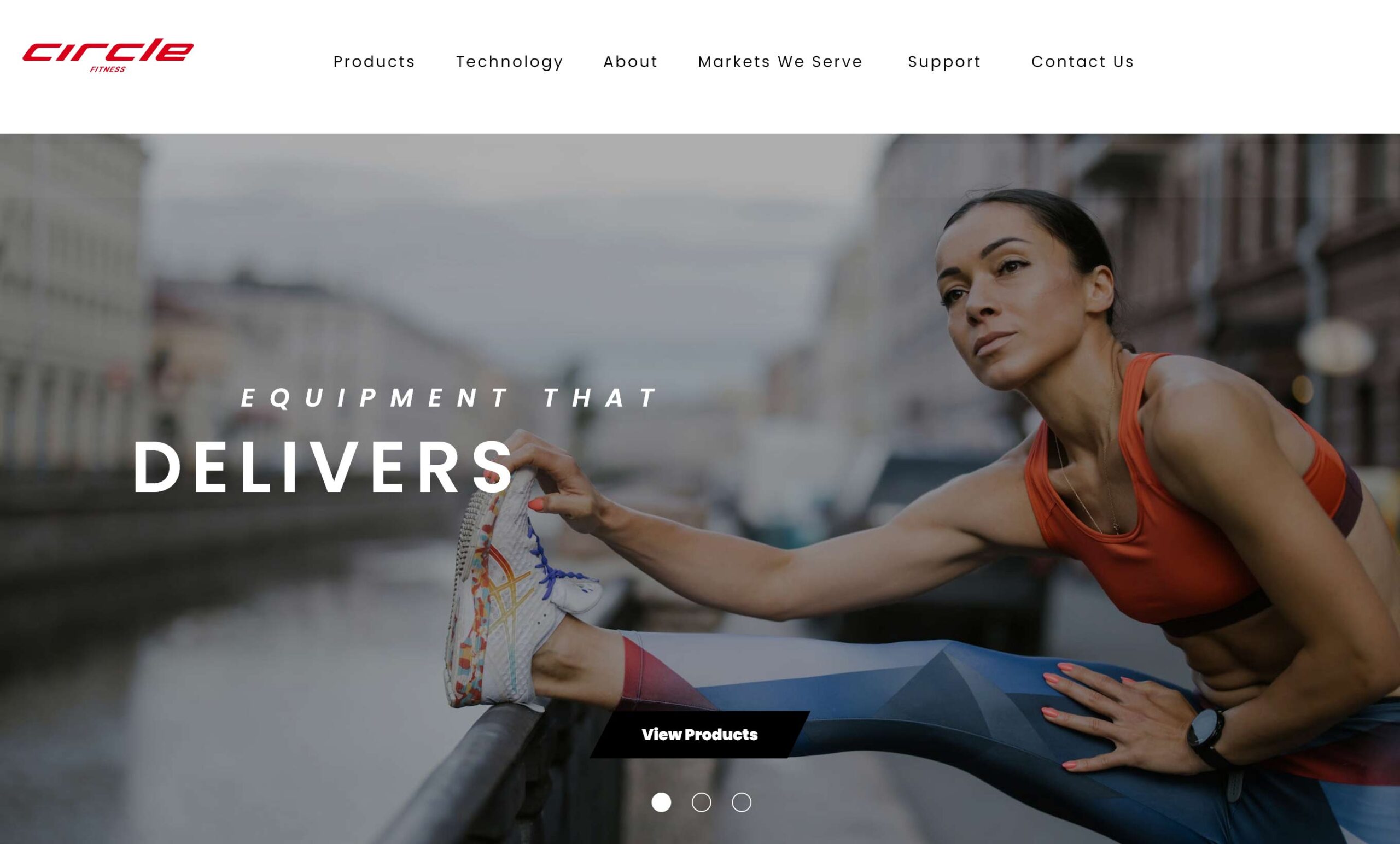 A home page web design for a fitness company.