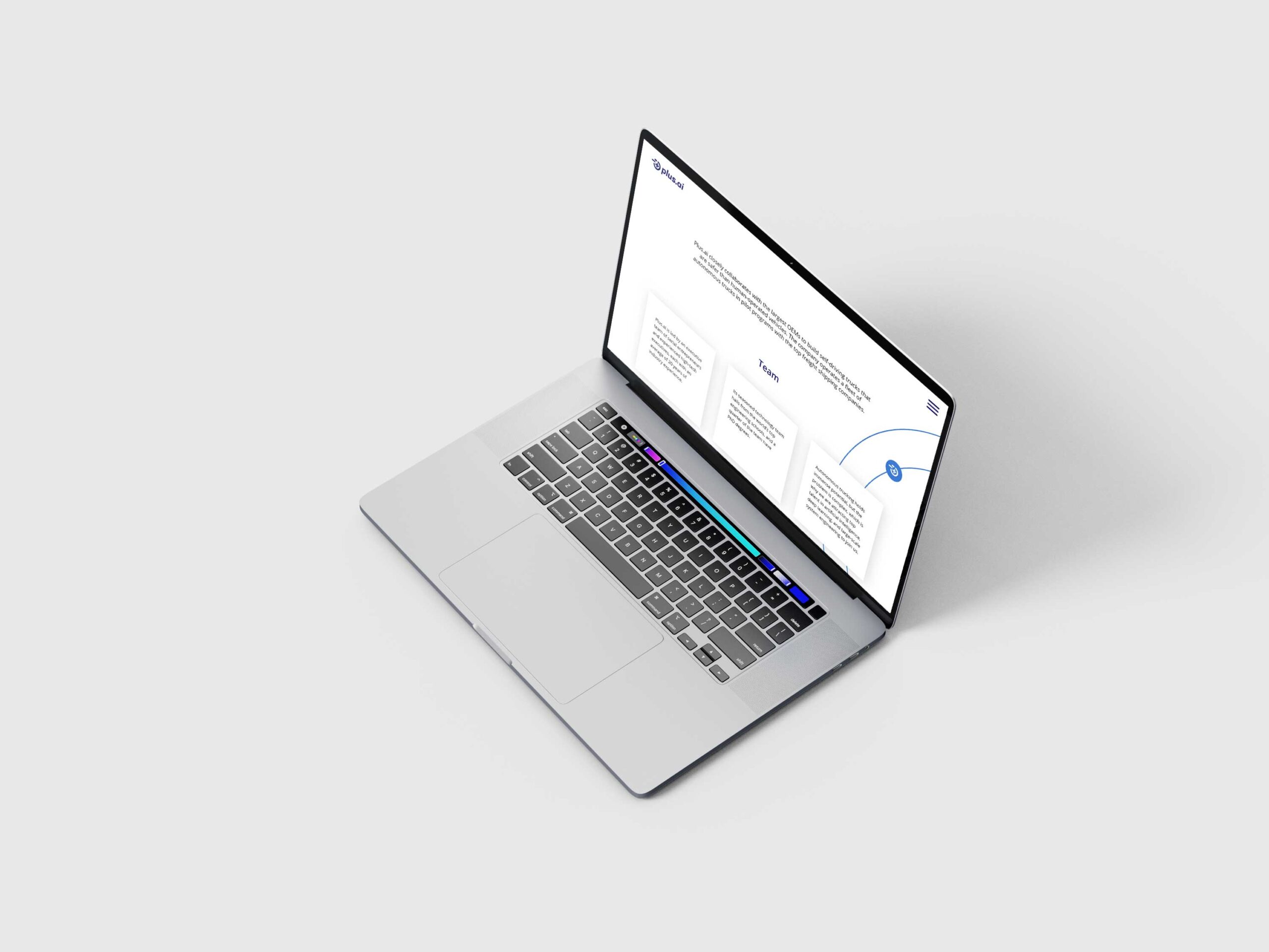 A laptop mockup of a team members web page design.