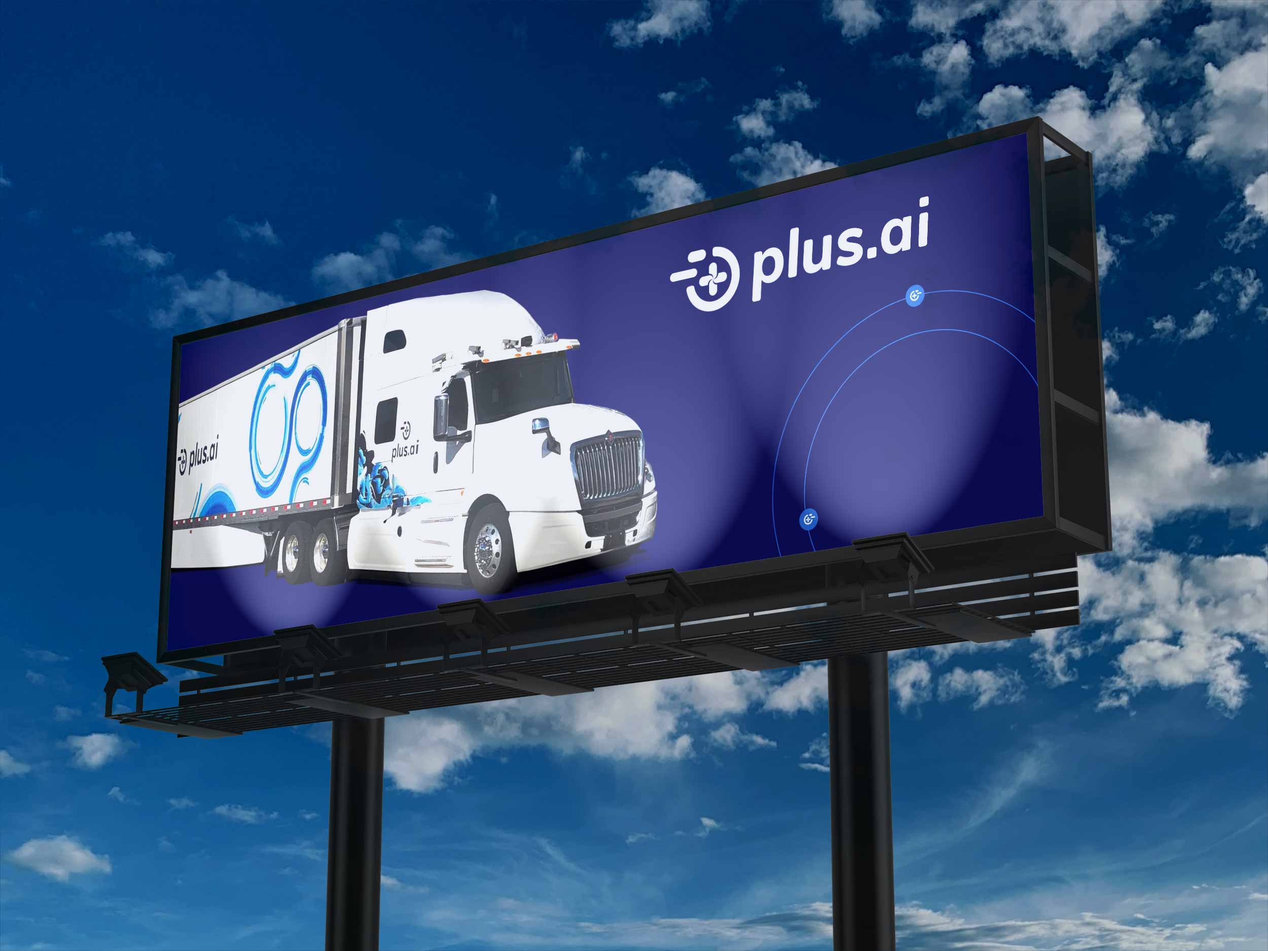 A billboard mockup for self driving trucks.