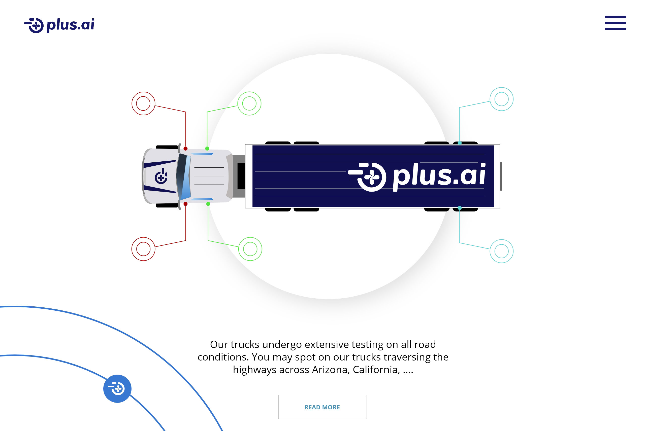 A web page with a custom graphic of a truck.