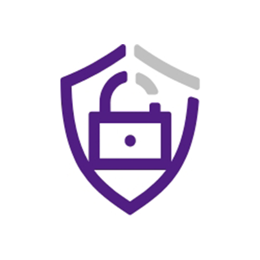 A purple and grey security shield icon.