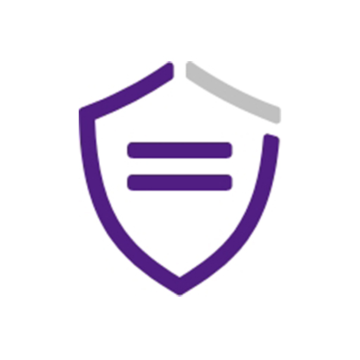A purple and grey shield icon.
