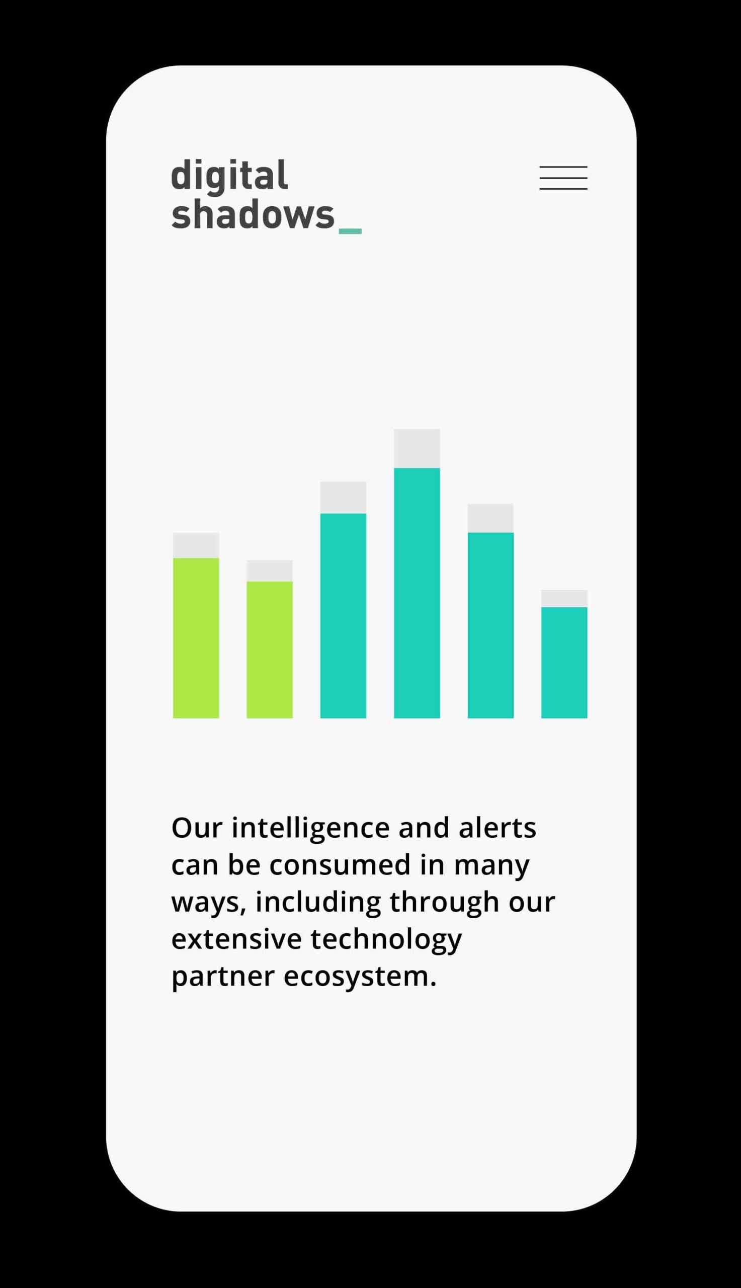 A mobile web design featuring bar graph data and content.