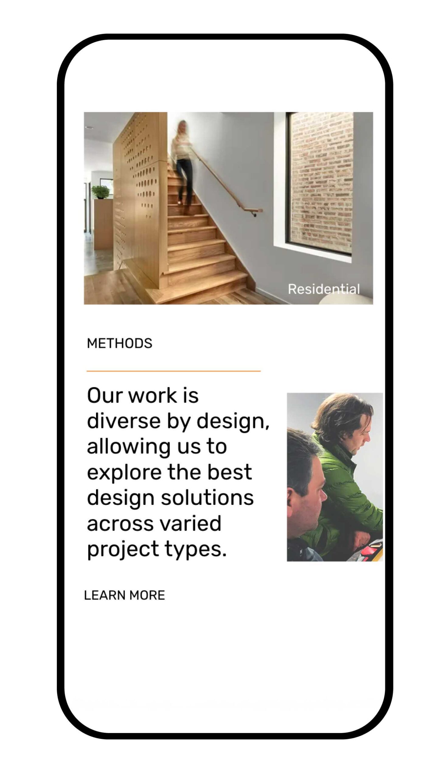 UI UX Architecture company website residential screen.