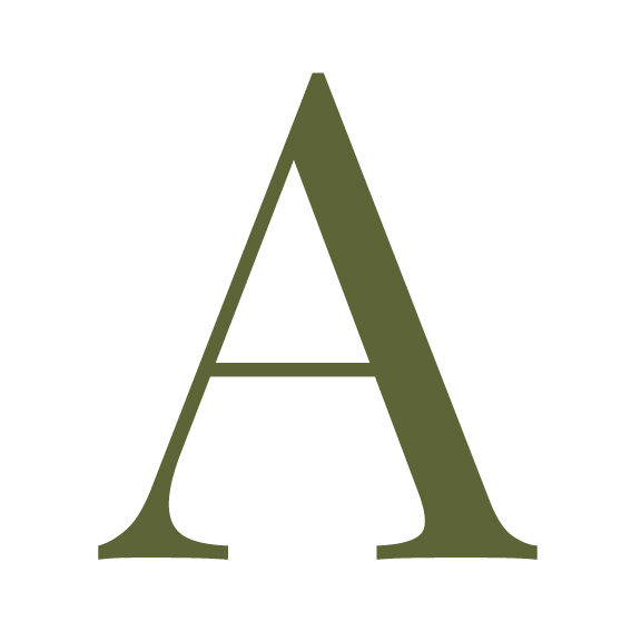 A green serif font in a regular weight.