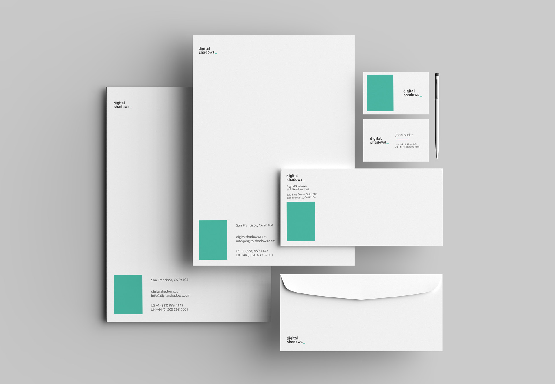 A cohesive set of stationery designs.