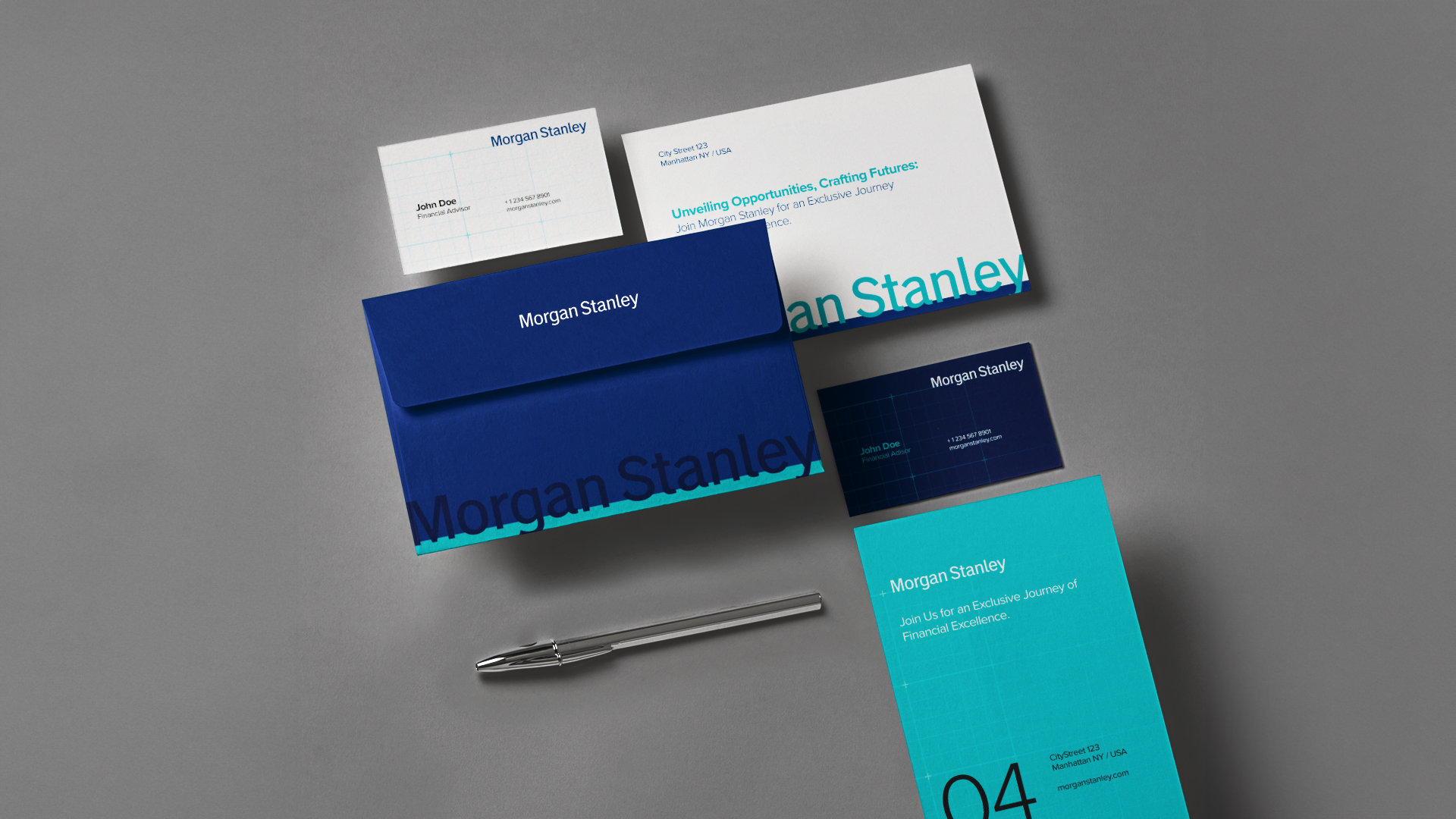 Branding collateral pieces for a financial company.