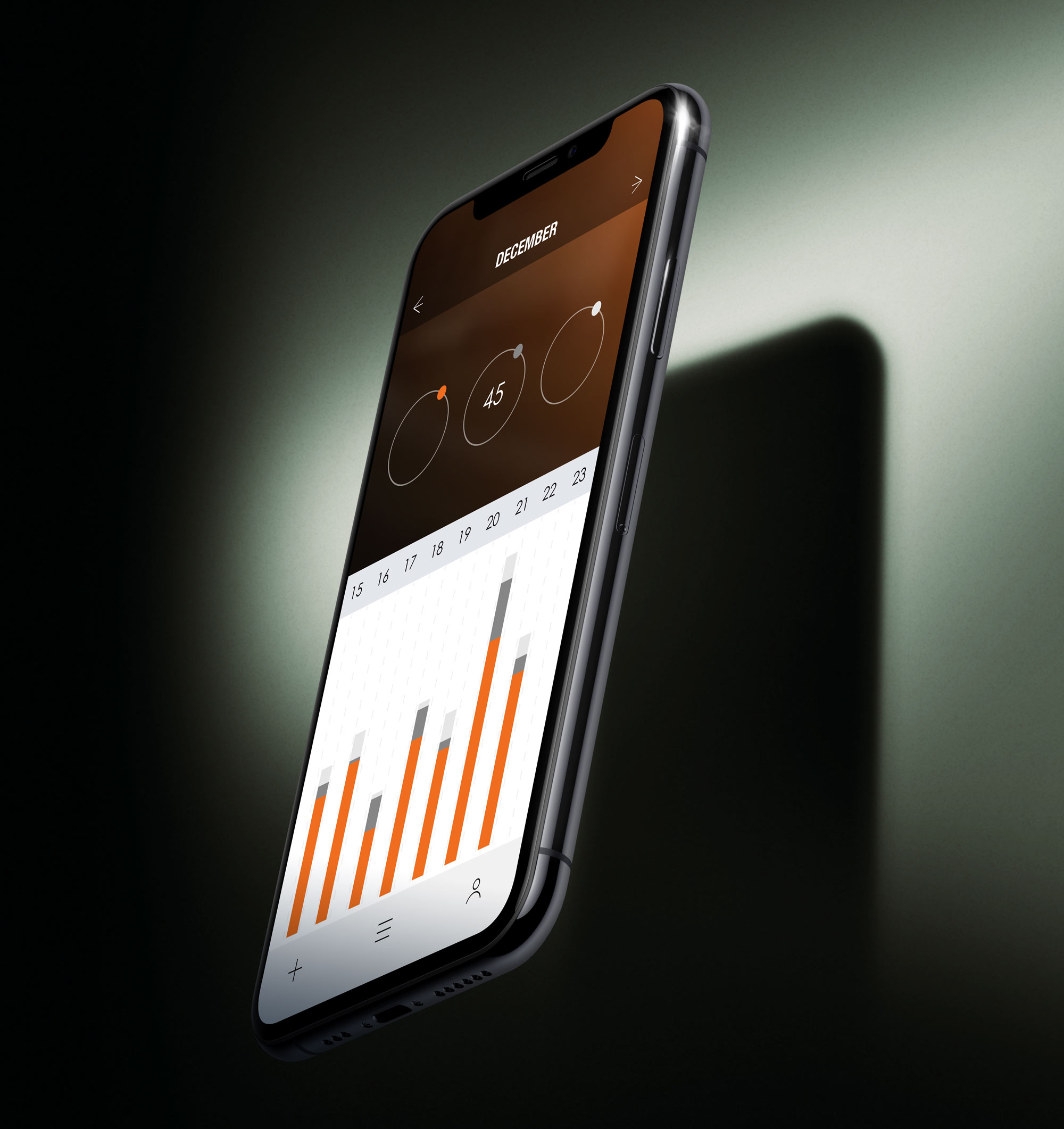A phone UX screen display of a bar graph.