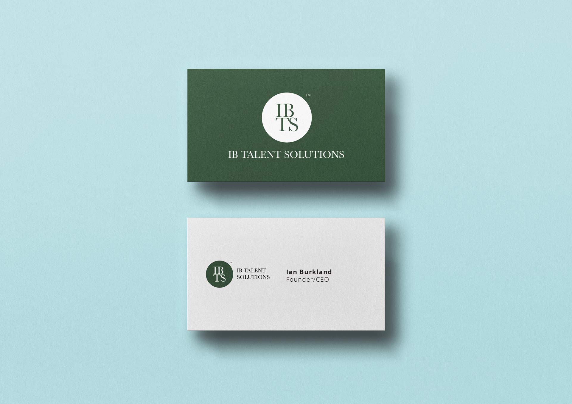 The front and back side of the branded business card.