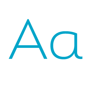 A blue font depicting the letter "A" in a light font.