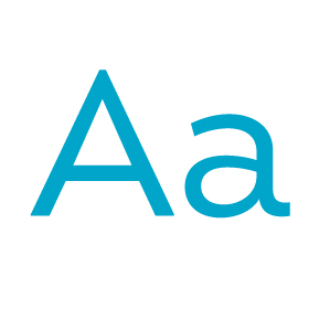 A blue font depicting the letter "A" in a regular font.