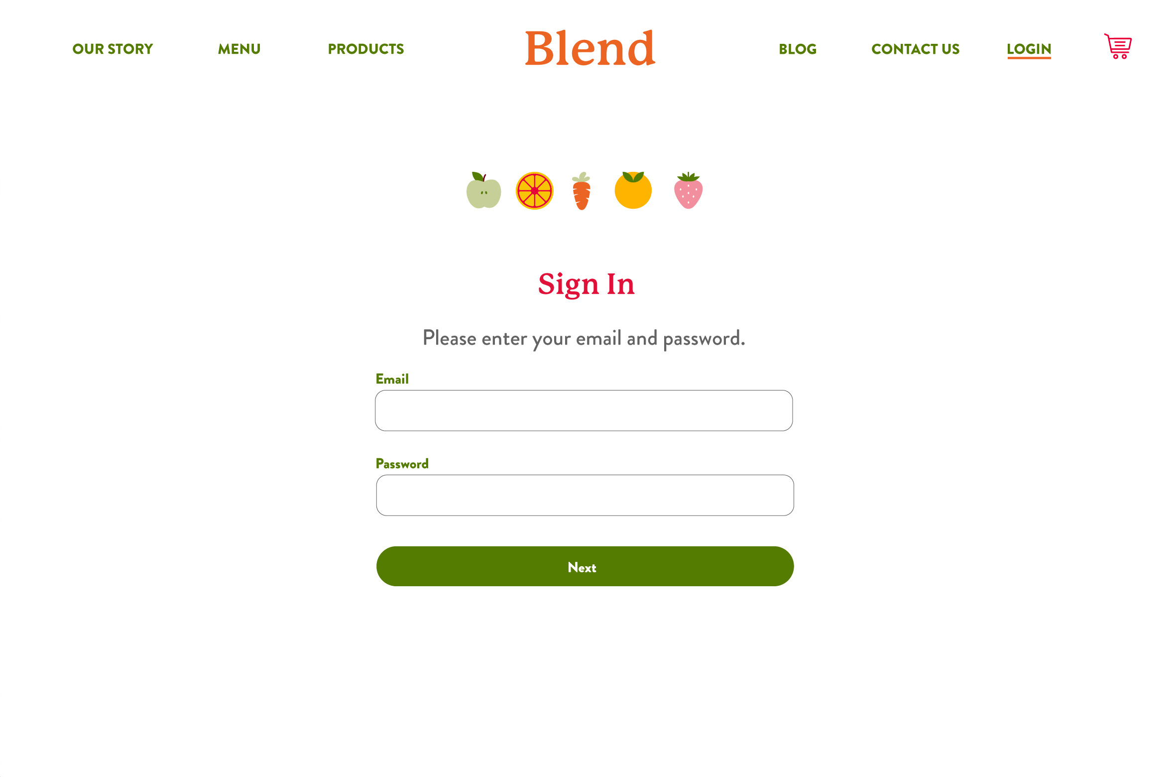 A contact form UX design for a juice company.