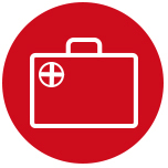A briefcase icon in a red circle.