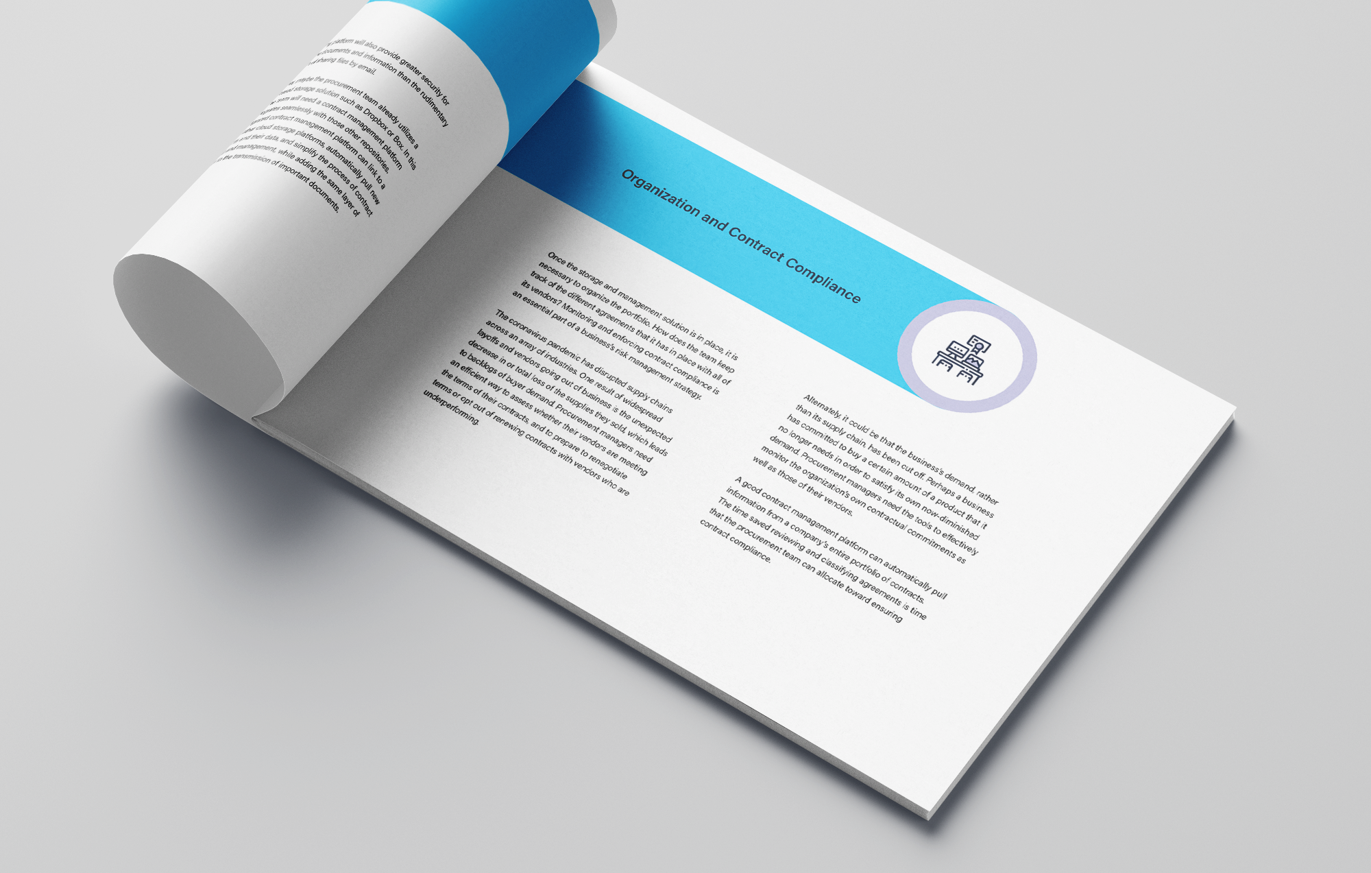 An open spread of a white paper publication design for a machine learning tech company.