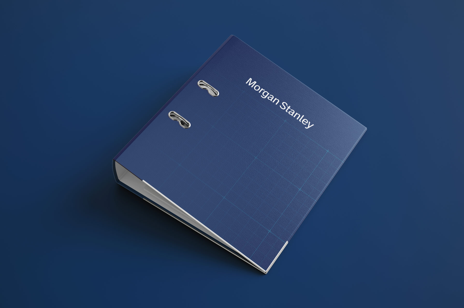 Three ring binder design for financial company.