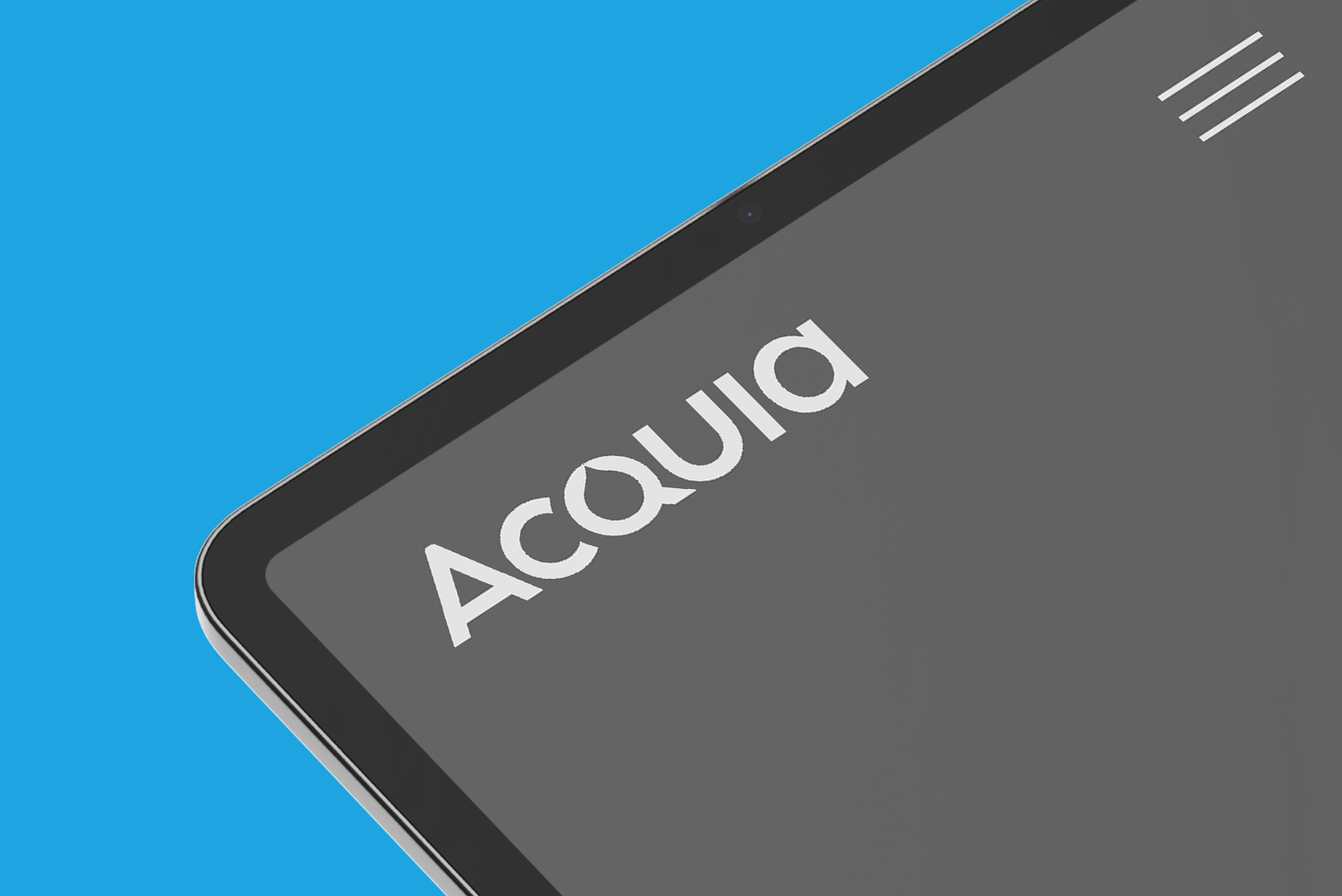 Part of tablet with acquia logo.