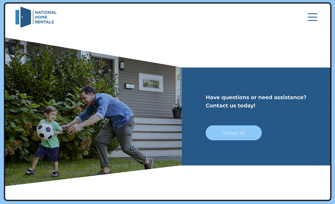 A desktop UI screen featuring a parent outdoors playing soccer with child.