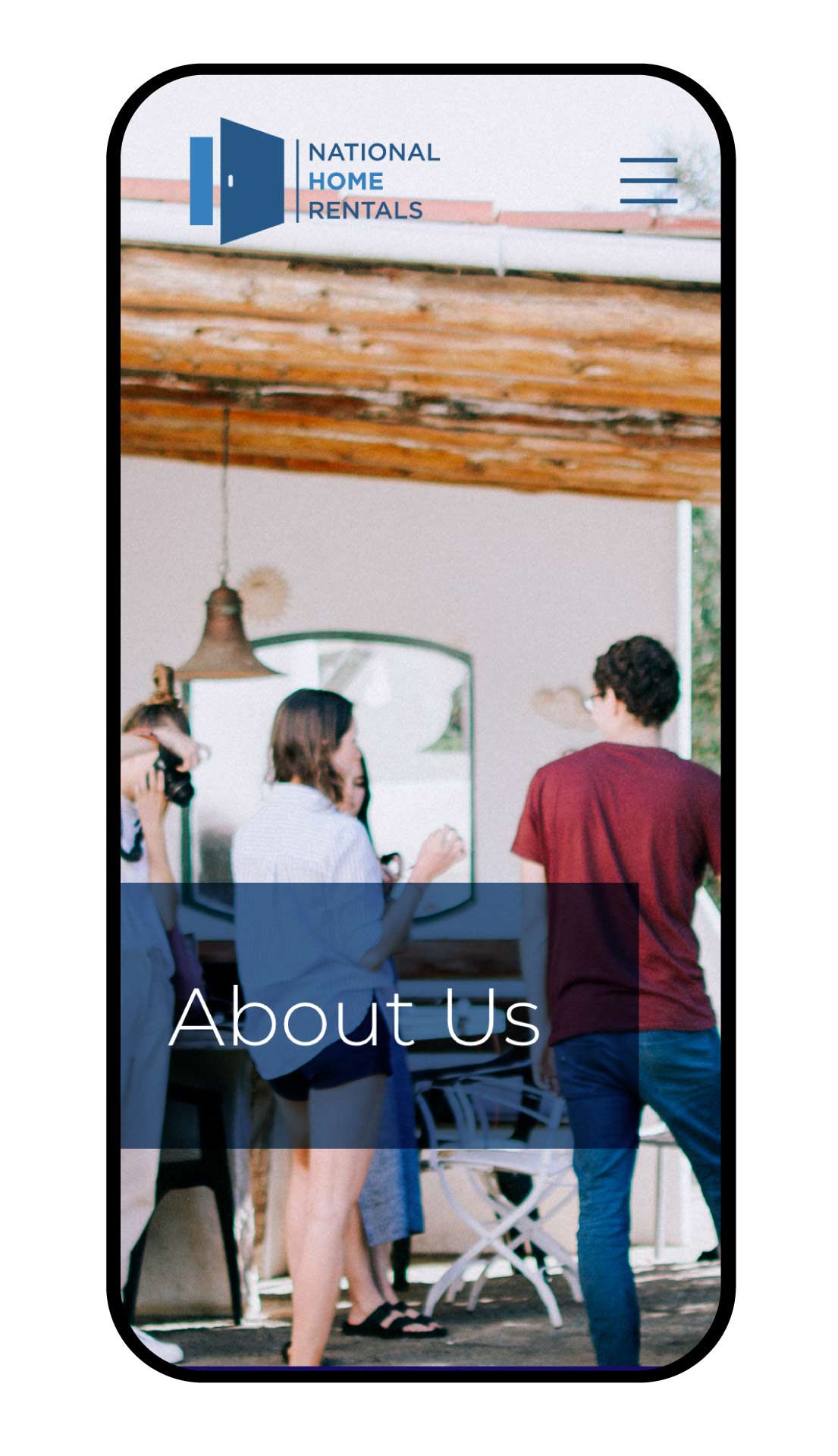 An "About Us" mobile UI.