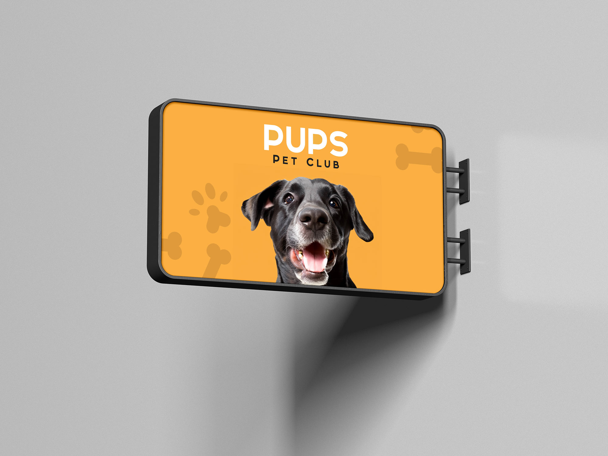 Brand identity billboard with pet oriented imagery.