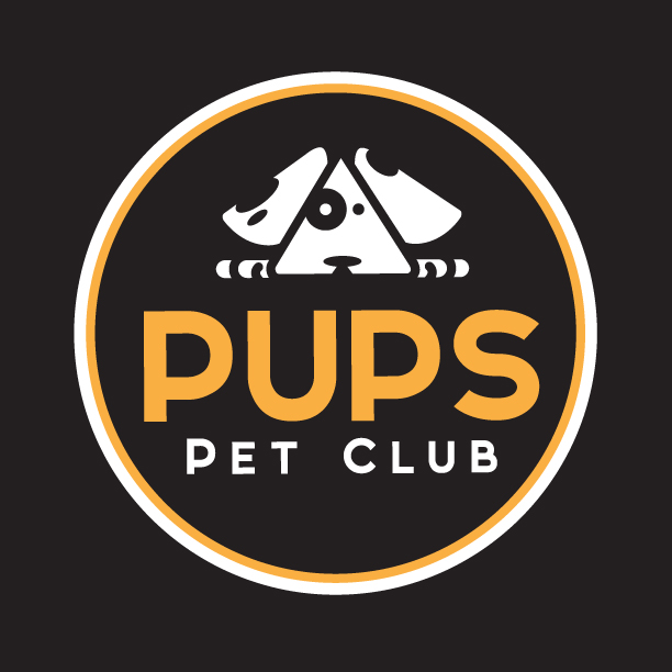 A logo design for a pet club on a black background.