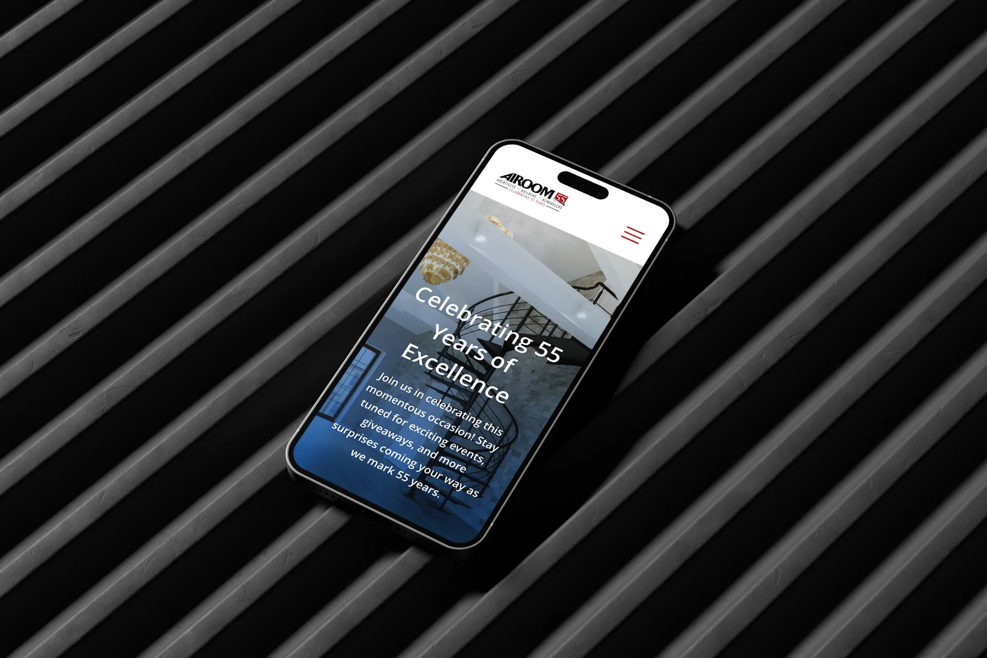 UI mobile screen showcasing a home and build company website.
