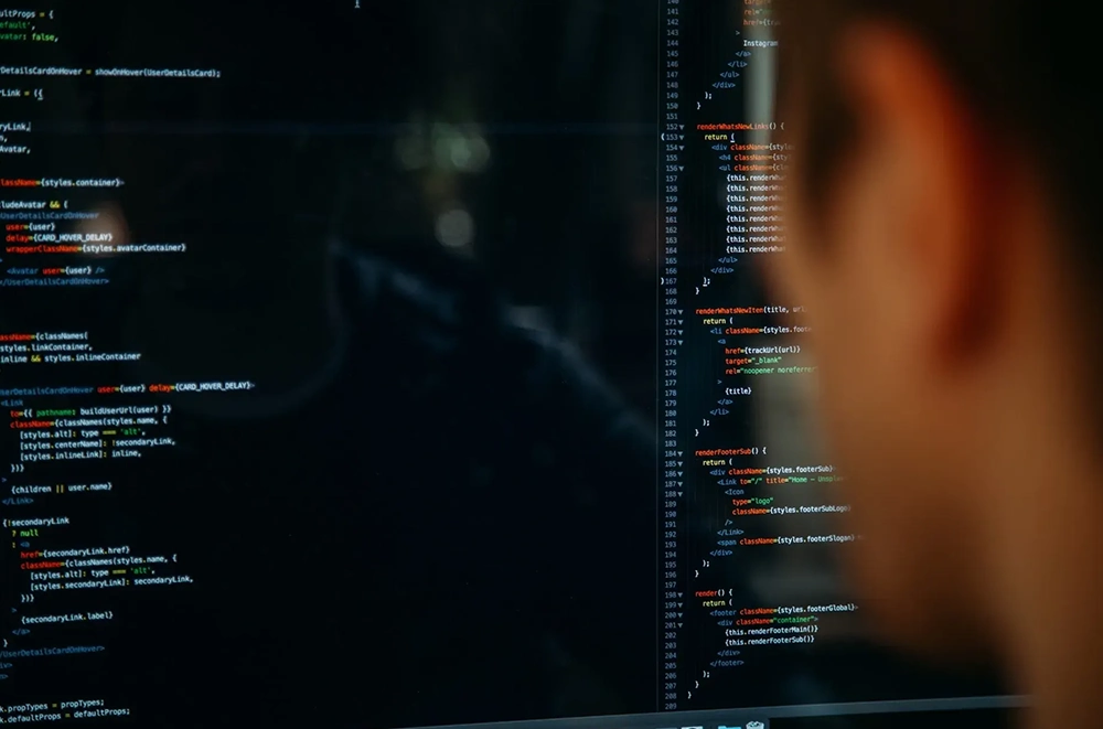 Coding displayed on desktop screen.