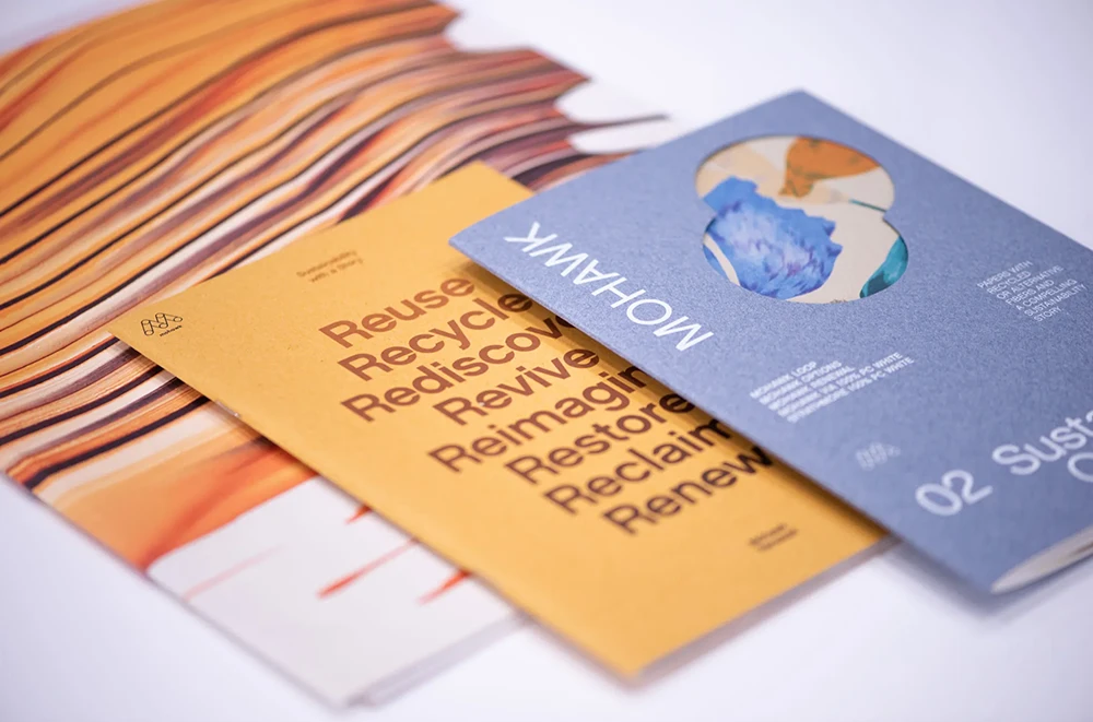 A set of graphic design print publications.