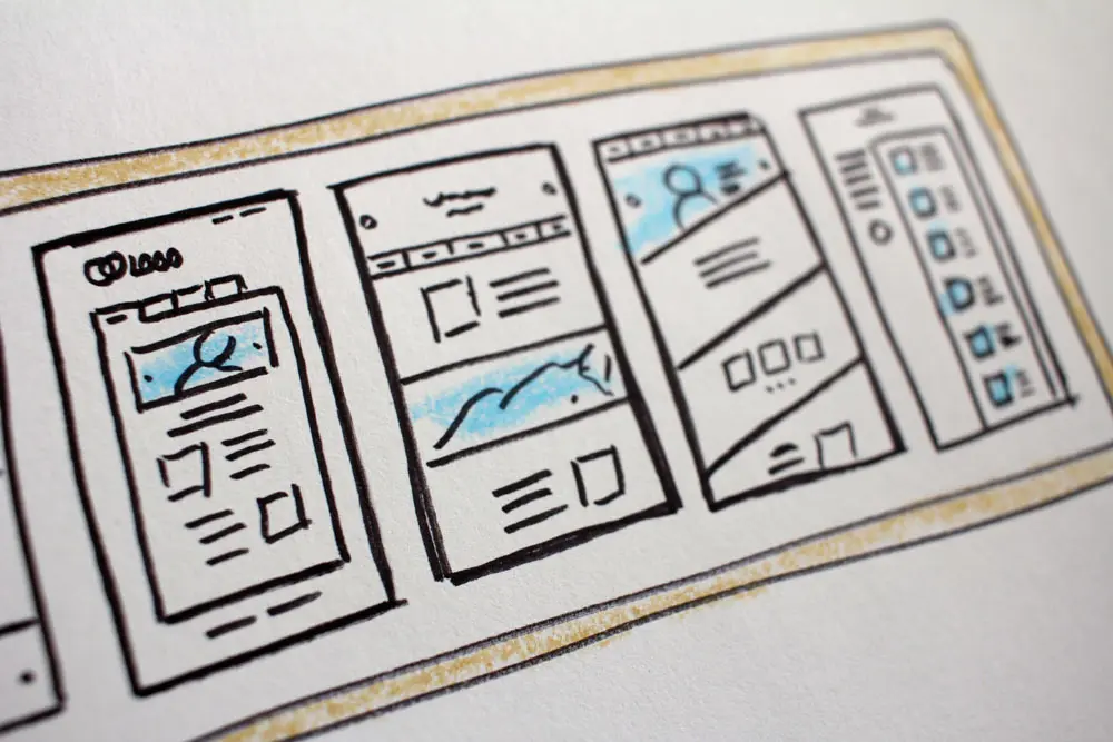 A sketched wireframe for responsive design.