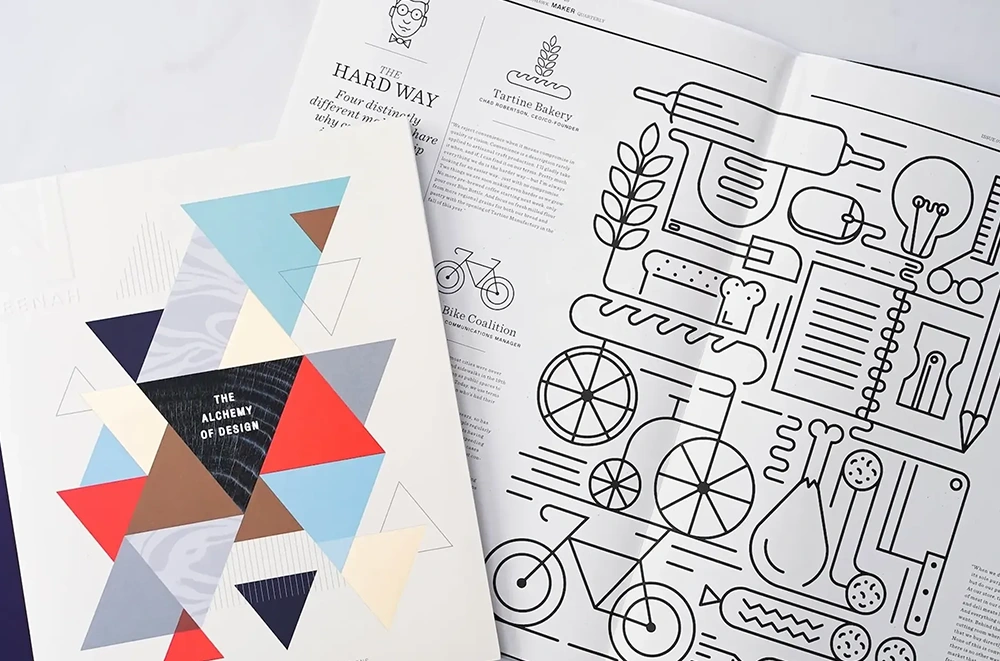 Illustrations and graphic elements on print publications.